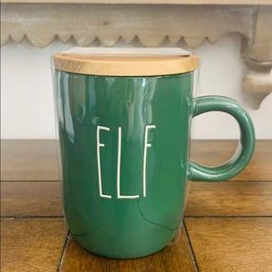 Rae Dunn elf mug with coaster
